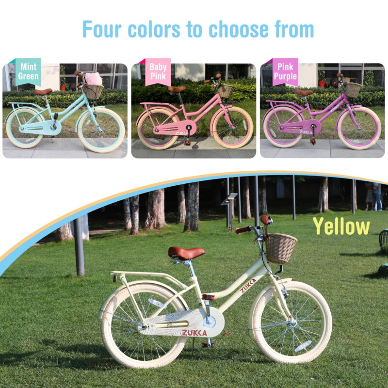 Aukfa 20 inch Girls Bikes, Beach Cruiser Bike Children's Bicycle with Basket for Girls Youth, Pink - Image 3
