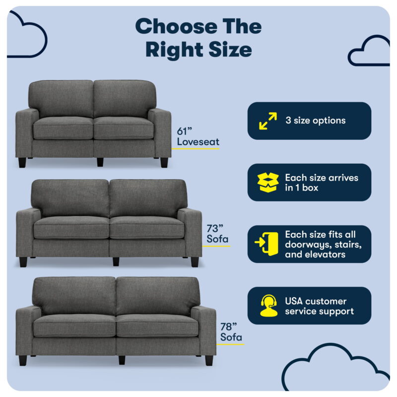 Serta Palisades 73" Track Arm Sofa with Removable Covers Gray - Image 7