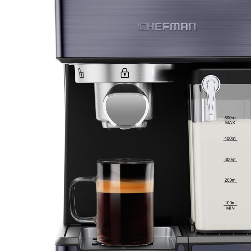 Chefman 20-Bar, 2-Cup Black Stainless Espresso Machine - Image 3