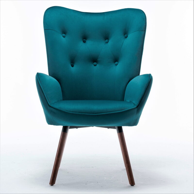 US Pride Furniture Kreedence 26.38" W Microfiber Wing Back Armchair, Greynish Blue - Image 2