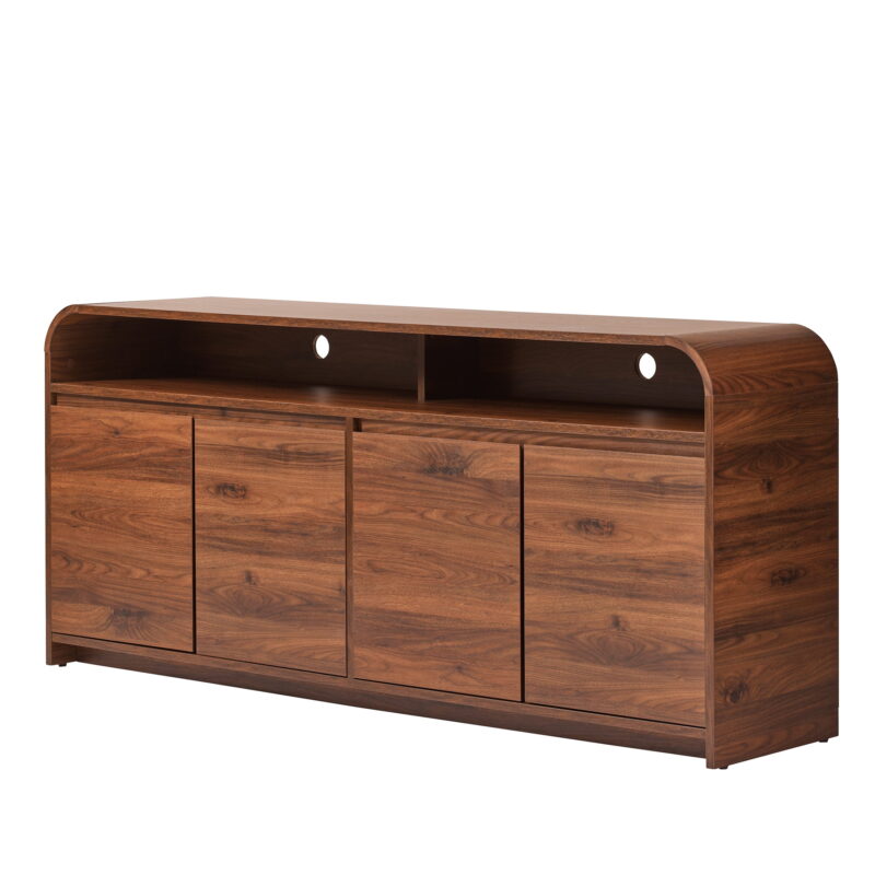Better Homes & Gardens Juliet Curved TV Stand for TVs up to 75", Walnut Finish - Image 4