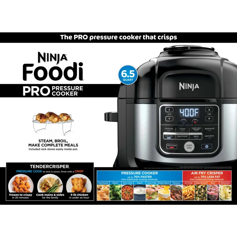 Ninja® Foodi® 10-in-1 6.5-Quart Pro Pressure Cooker Air Fryer Multicooker, Stainless, OS300 - Image 7