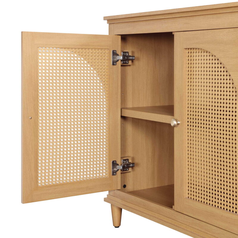 Beautiful Drew Rattan 4-Door Buffet Sideboard by Drew Barrymore, Warm Honey Finish - Image 2