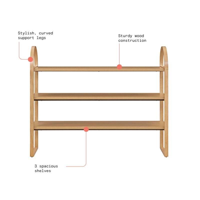 Beautiful 3-Shelf Open Bookcase by Drew Barrymore, Adult, Warm Honey Finish - Image 4