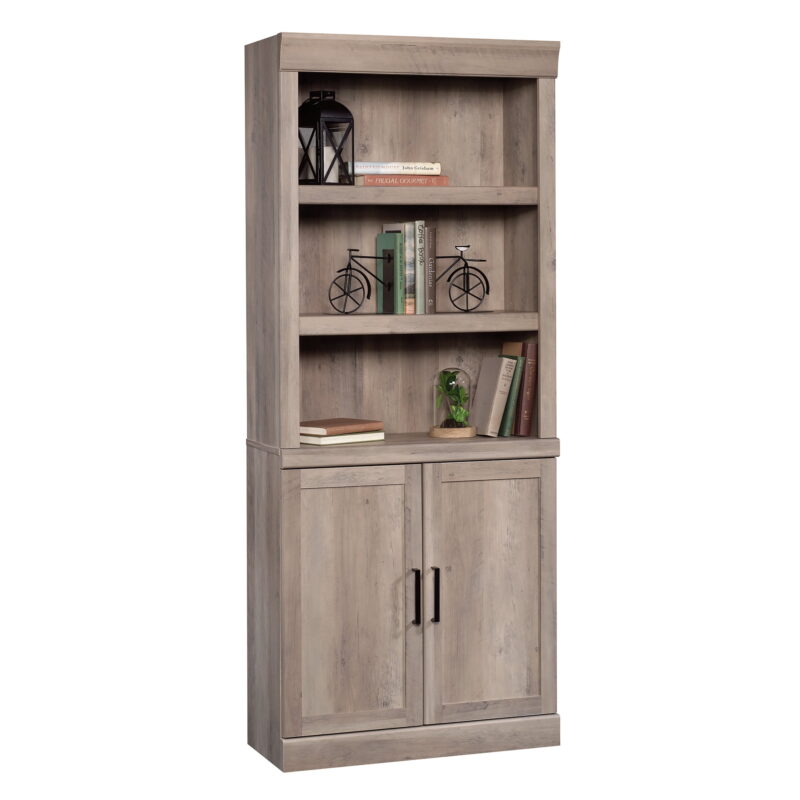 Better Homes & Gardens Glendale 5 Shelf Bookcase with Doors, Rustic Gray Finish - Image 6