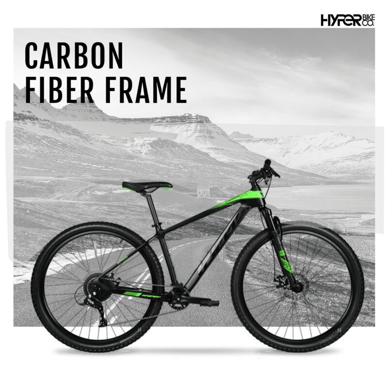 29" Hyper Carbon Fiber Mountain Bike, Black/Green, Adults Age 13+ - Image 3