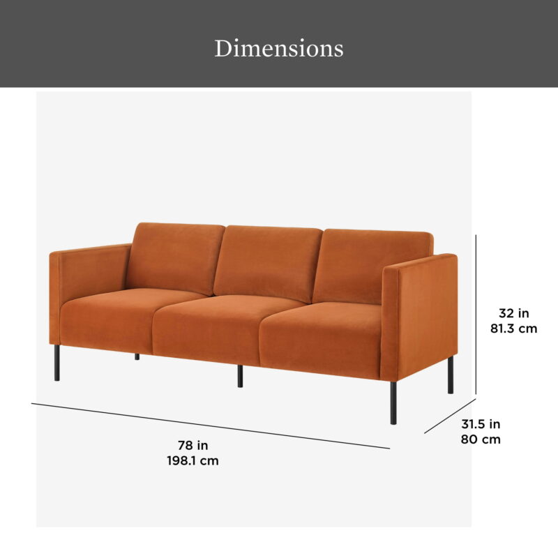 Better Homes & Gardens Wyatt Velvet Sofa, Copper Pipe - Image 2