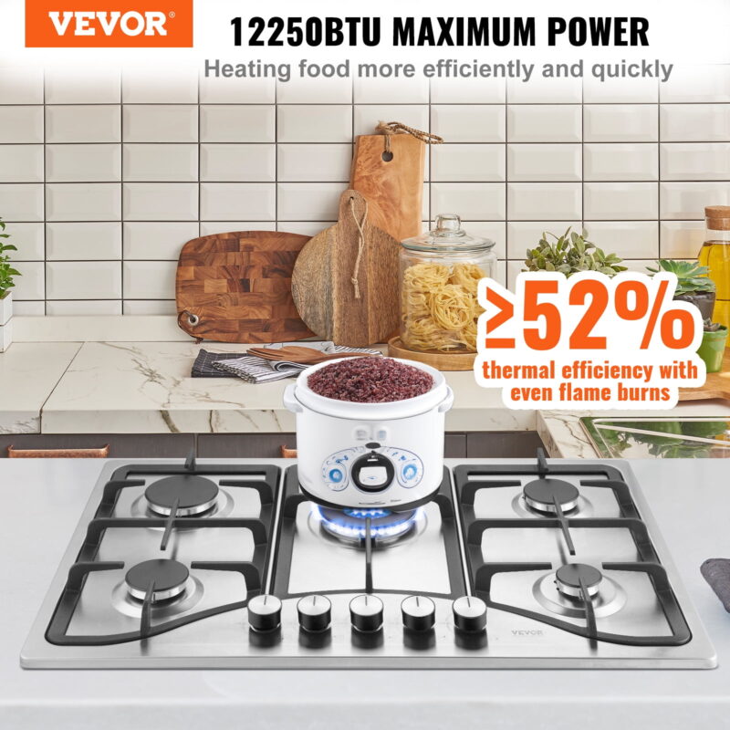 BENTISM Gas Cooktop Stove Top 30 inch Max 12250BTU 5 Burners Built-in LPG/NG Convertible - Image 4