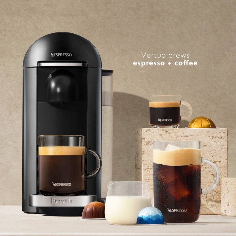 Breville Nespresso New VertuoPlus Deluxe Coffee and Espresso Single-Serve Machine in Piano Black - Image 2