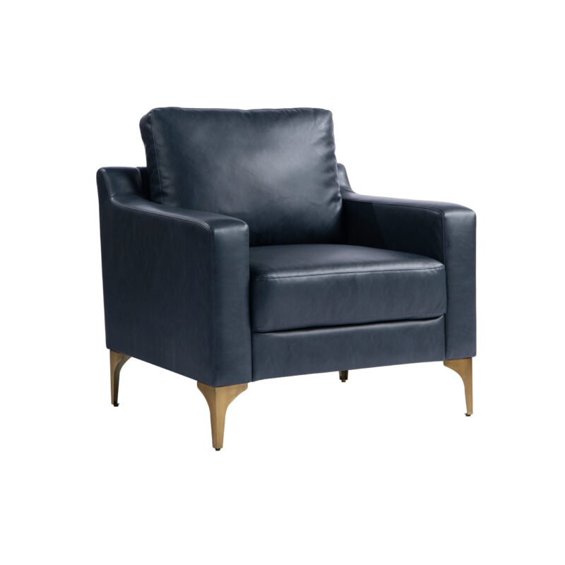 Serta Hemsworth Mid-Century Modern Armchair, Navy Blue Faux Leather - Image 2