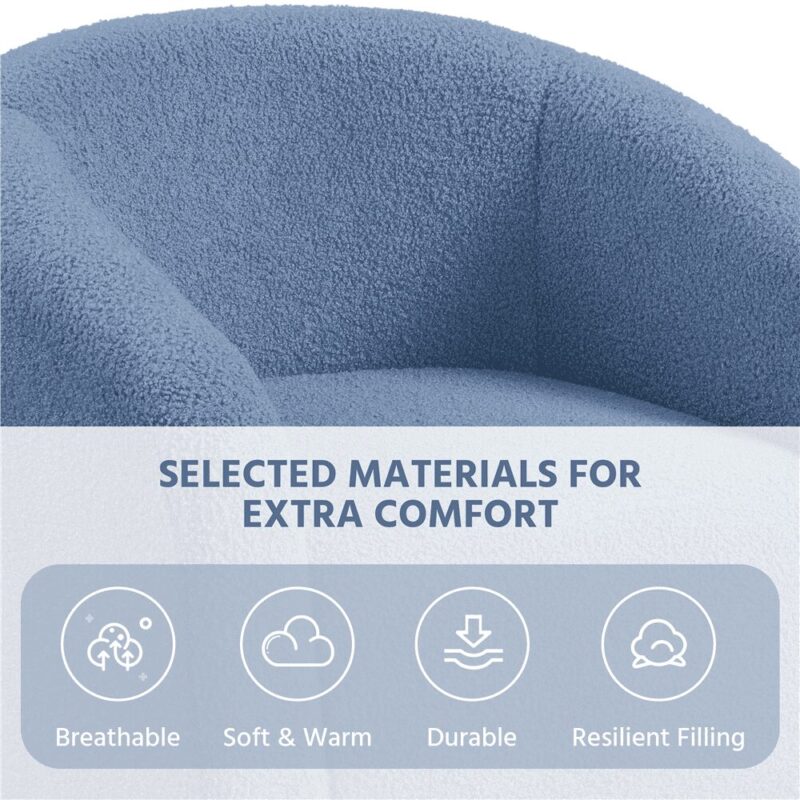 Renwick Set of 2 Boucle Upholstered Club Chair, Blue - Image 5