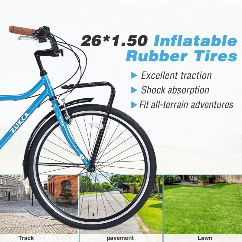 Aukfa Cruiser Bike, 7 Speed Commute Bike for Adult Men Women,Blue - Image 4