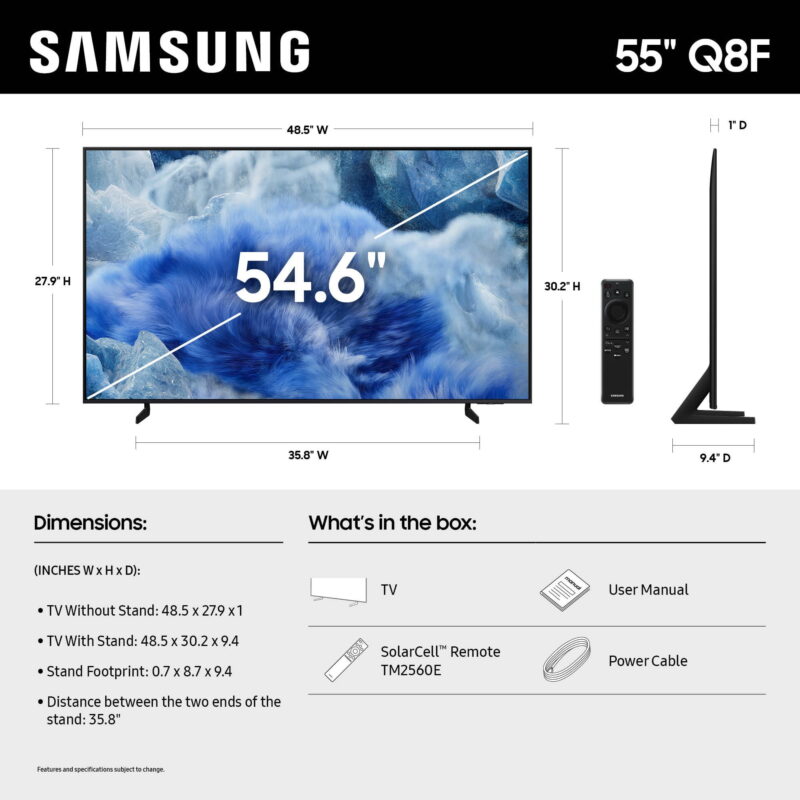 Samsung 55” Class QLED Q8F 4K Samsung Vision AI Smart TV 2025 - QN55Q8FAAFXZA - Image 5