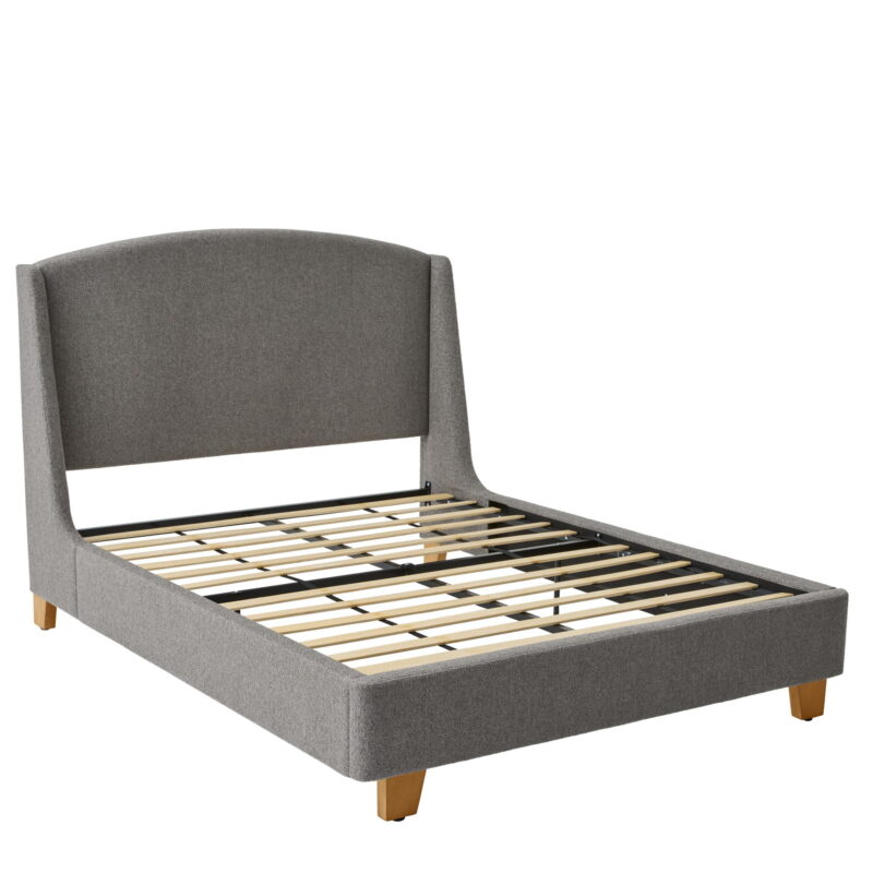 Better Homes & Gardens Windsor Platform Bed with Wingback Headboard, Queen, Gray Boucle - Image 4