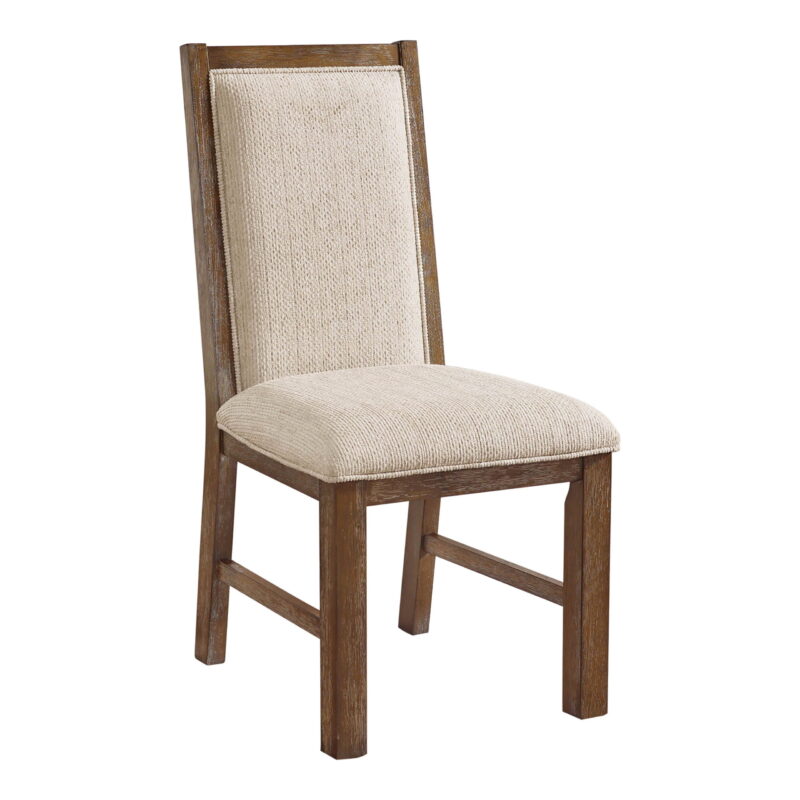 Furniture of America Hefer Transitional Fabric Indoor Side Chairs, Rustic Oak and Beige (Set of 2) - Image 3