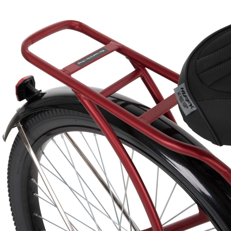 26" Huffy Nel Lusso Beach Cruiser Bike, Basket, Cargo Rack, Red, Ages 12+ - Image 4