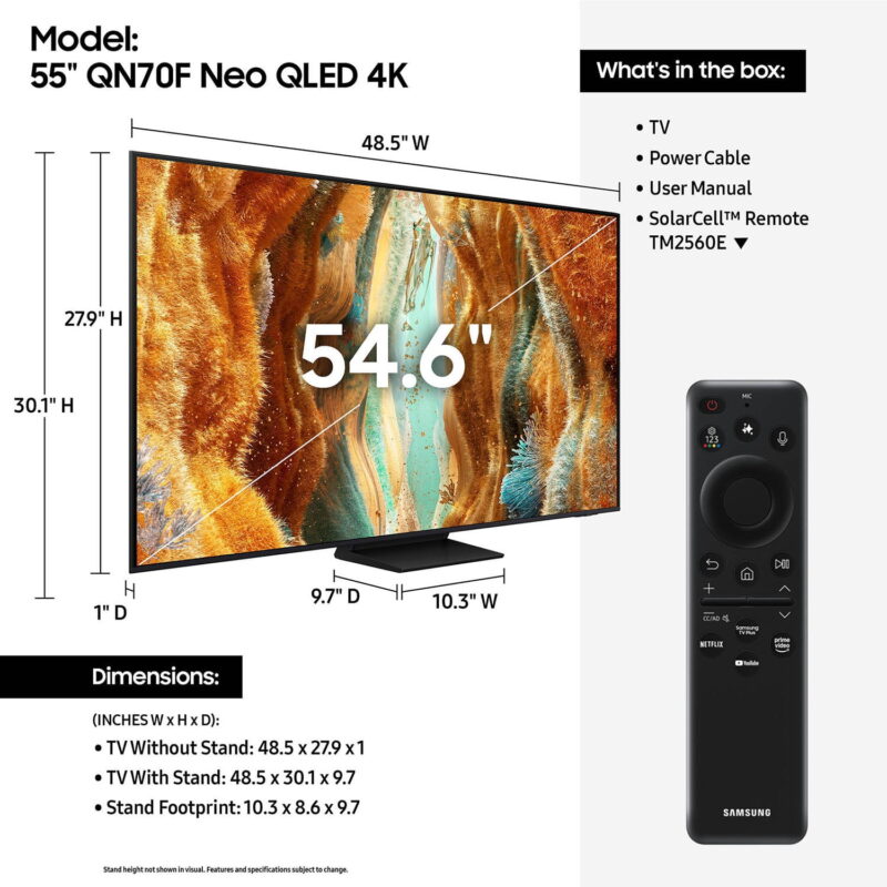 Samsung 55” Class Neo QLED 4K QN70F Samsung Vision AI Mini LED Smart TV (2025) - QN55QN70FAFXZA - Image 5