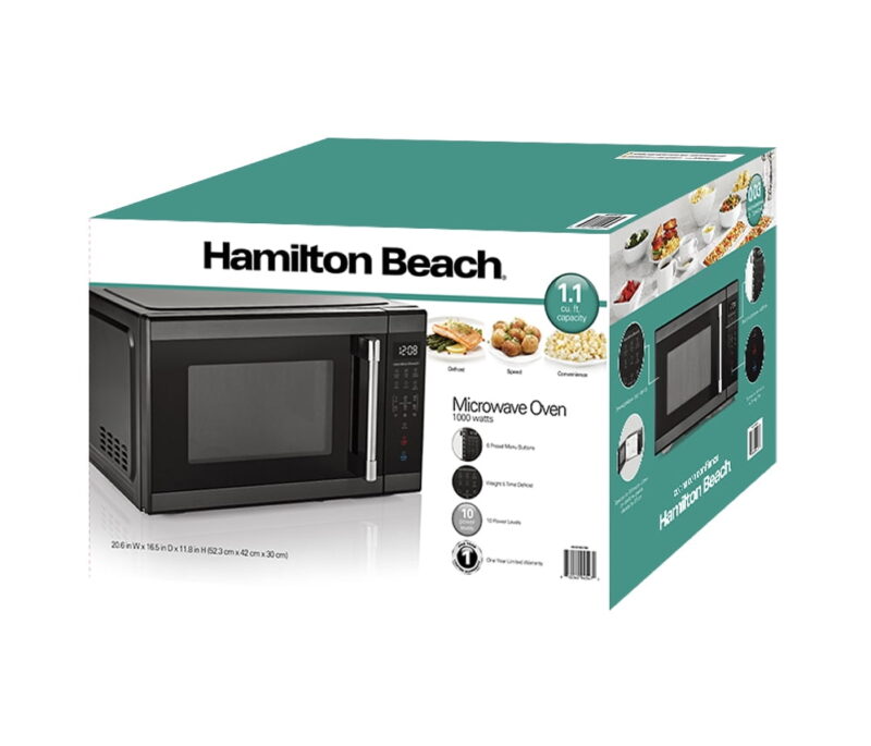 Hamilton Beach 1.1 cu. ft. Countertop Microwave Oven, 1000 Watts, Black Stainless Steel - Image 3