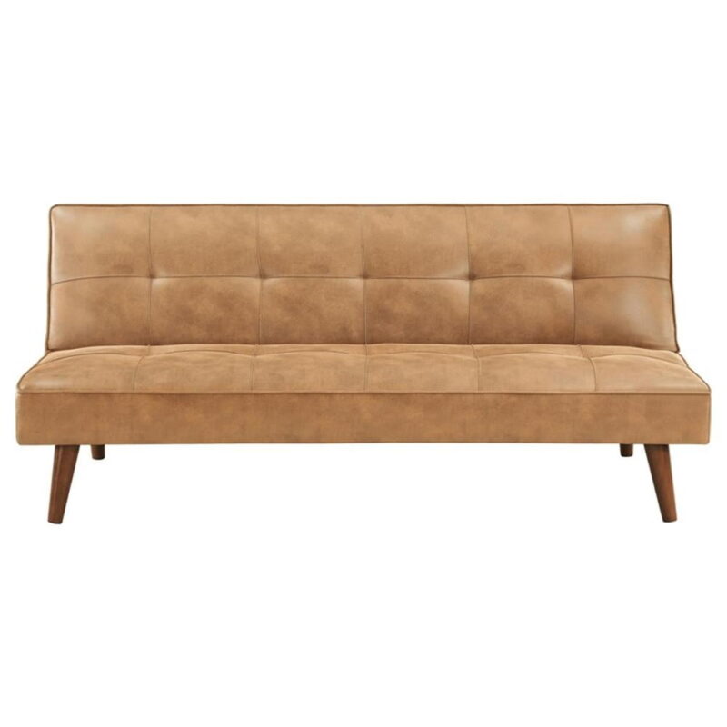 Coaster Jenson Faux Leather Tufted Convertible Sofa Bed Saddle Brown - Image 5