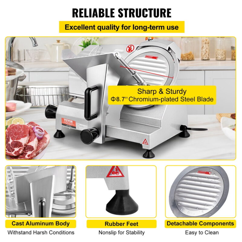 KFFKFF 200W 350-400RPM Commercial Electric Meat Slicer Deli Food Cutter 8in Blade - Image 2