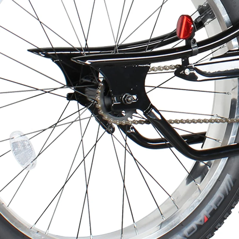 WonderWheels 26" Stretch Cruiser Coaster Brake Triple Tree Fork, Handlebars Moon Bar, Alloy Polish Rims. 26x3.0 26H Black Tire - Black - Image 2