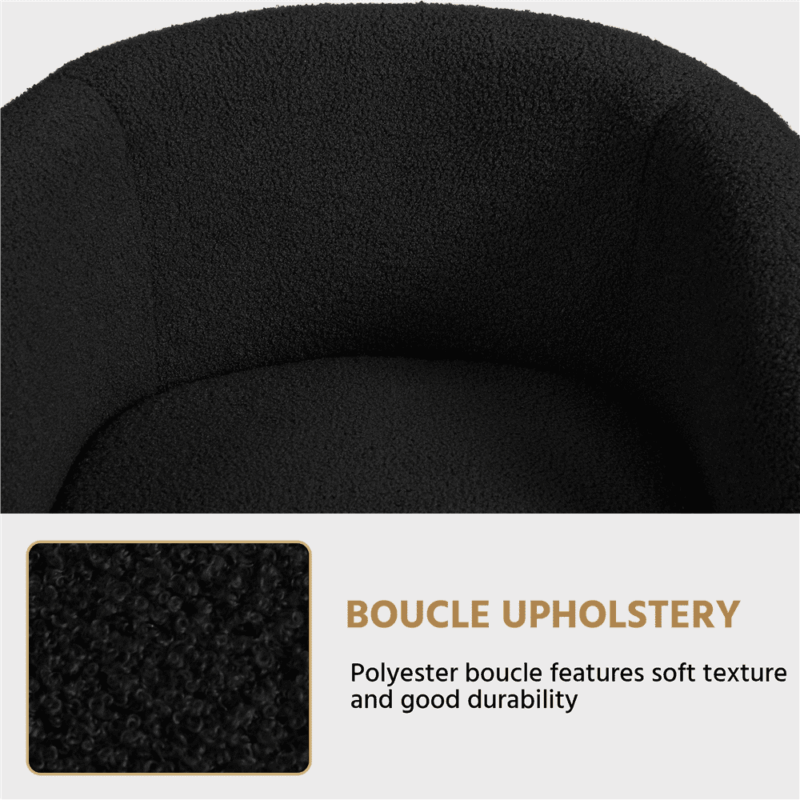 Renwick Set of 2 Boucle Upholstered Club Chair, Black - Image 5