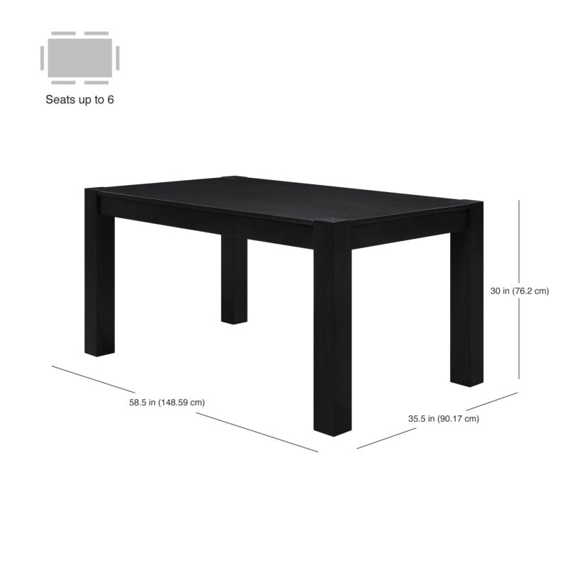 Better Homes & Gardens Bryant 58.5 in Rectangle Solid Wood Construction Dining Table, Charcoal - Image 3