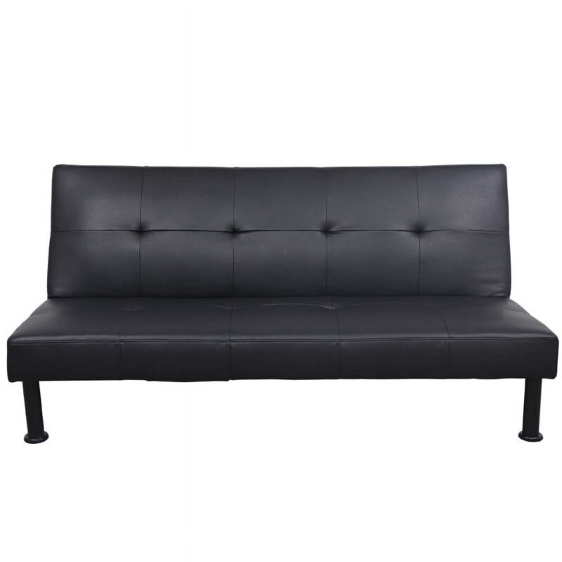 Convertible Futon Sofa Bed Leather Loveseat Adjustable Sleeper Sofa Couch for Living Room Small Apartment,Black - Image 3