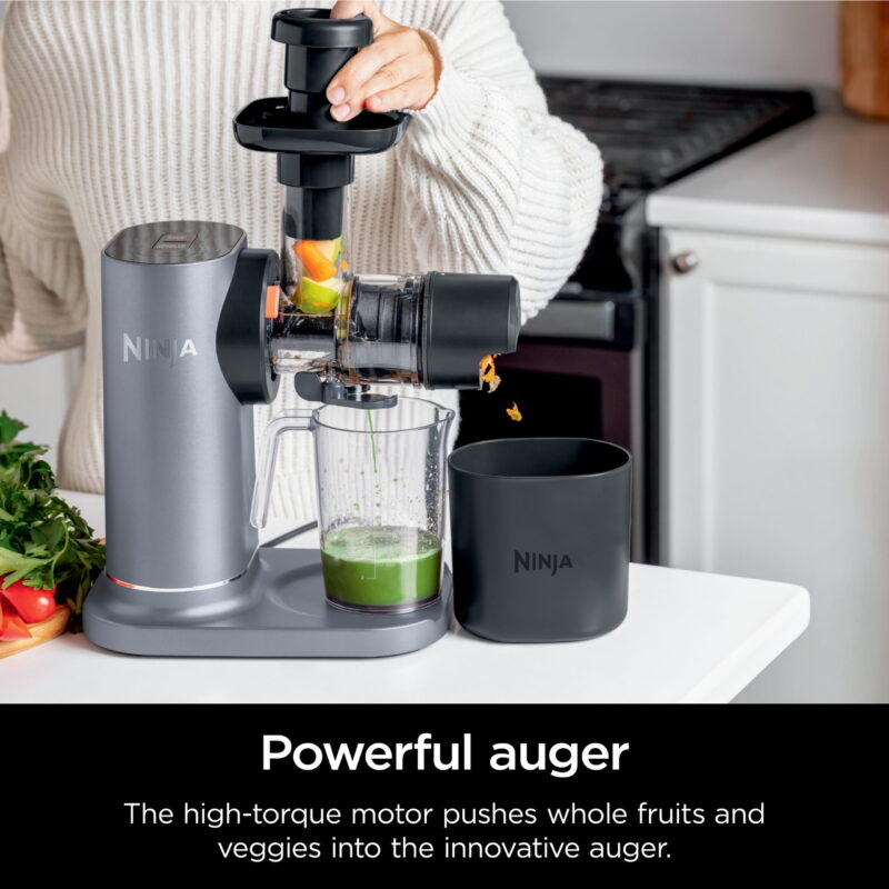 Ninja NeverClog 150 Watts Cold Press Juicer with 18oz Jug, 30oz Pulp Container, 2-Speed, Compact - Image 2