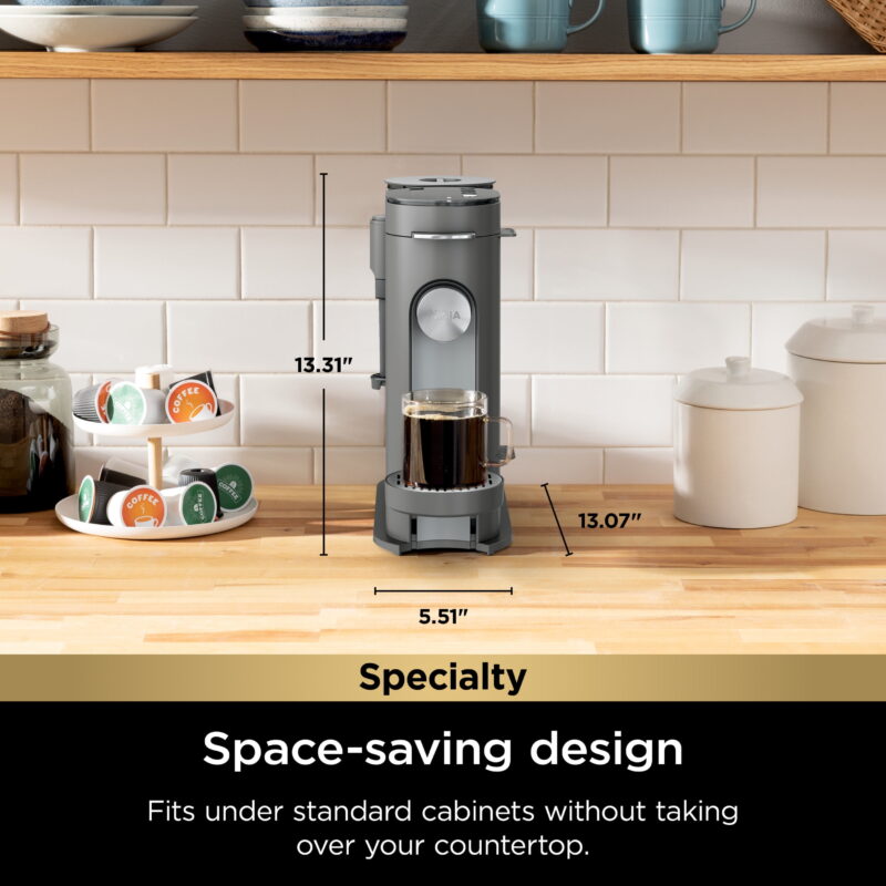 Ninja Single Serve Pods & Grounds Specialty Coffee Brewer, 4 Brew Styles, Gray, PB050 - Image 6