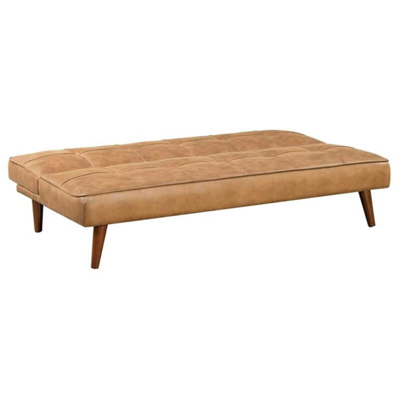 Coaster Jenson Faux Leather Tufted Convertible Sofa Bed Saddle Brown - Image 4