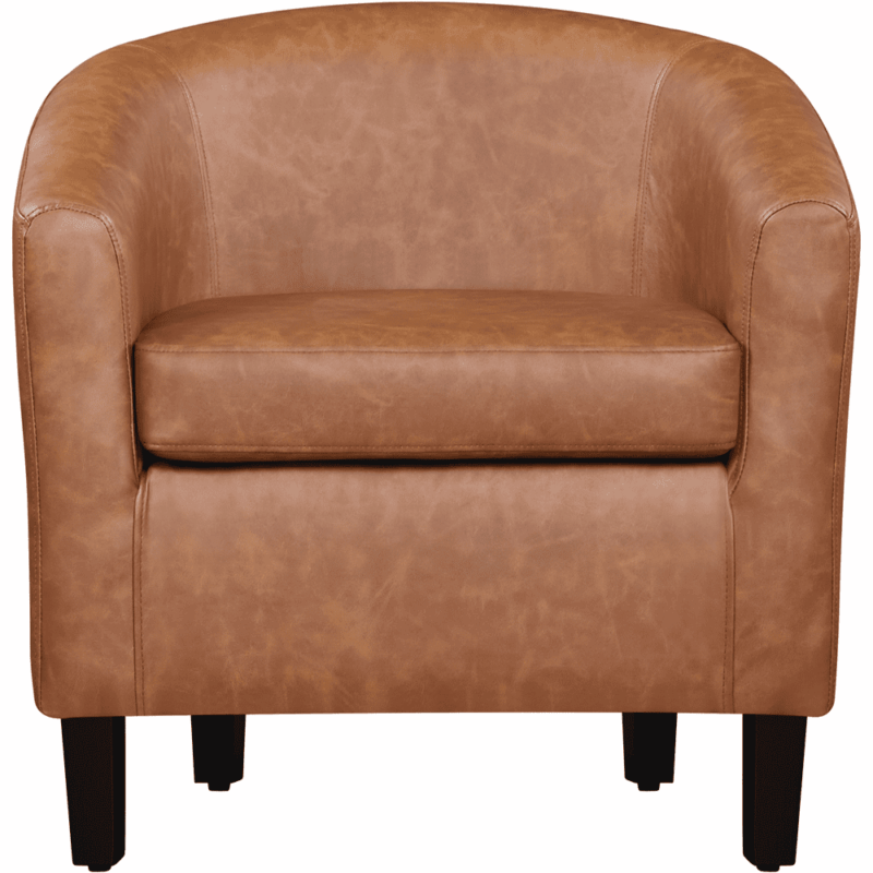 Renwick Faux Leather Barrel Accent Chair for Living Room, Set of 2, Brown - Image 4