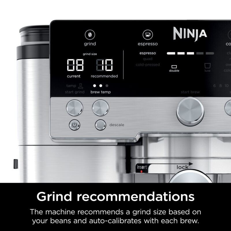 Ninja Luxe Cafe Premier Series, Espresso Machine and Drip Coffee Maker with integrated Coffee Grinder and Milk Frother, Stainless Steel, ES601 - Image 5