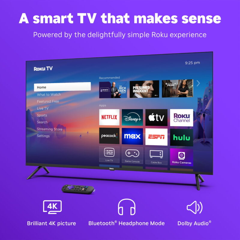 Roku Smart TV 2025 – 43-Inch Select Series, 4K HDR TV – Roku TV with Enhanced Voice Remote - Image 4