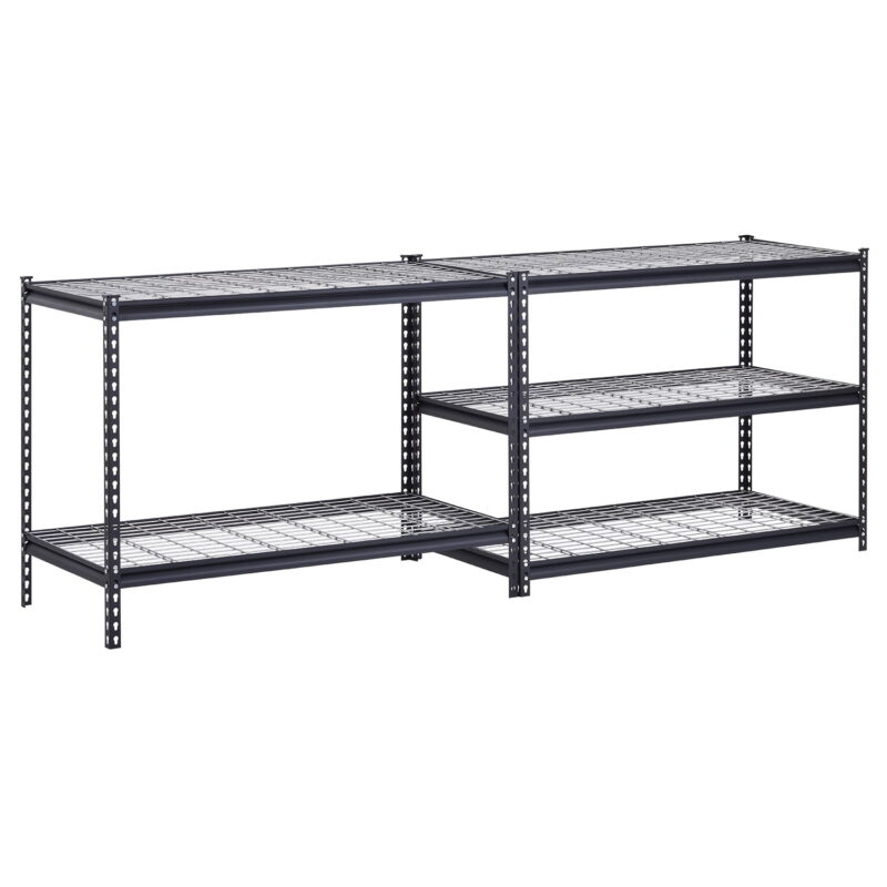 Hart 48"W x 24"D x 72"H 5-Tier Steel Shelving with Wire Decking; 4,000 lbs. Total Capacity; Black - Image 2