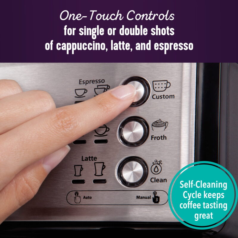 Mr. Coffee Cafe Barista Black & Silver Premium Espresso/Latte/Cappuccino Maker with Milk Frother - Image 4