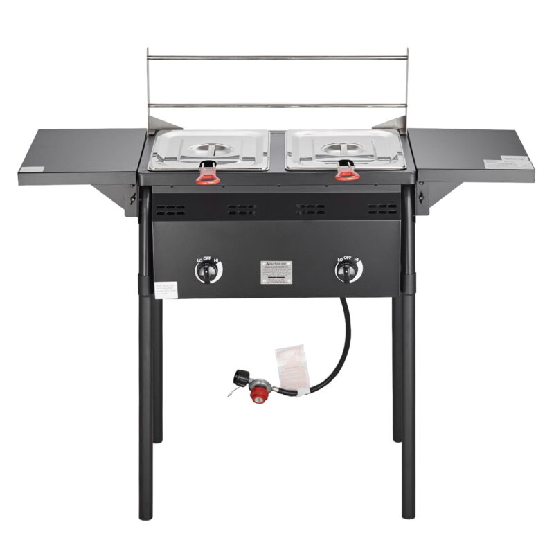 BENTISM 16 qt Double Burner Outdoor Propane Deep Fryer Steel Cooker Dual Baskets - Image 3