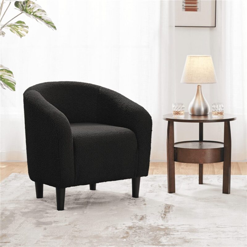 Renwick Set of 2 Boucle Upholstered Club Chair, Black - Image 3