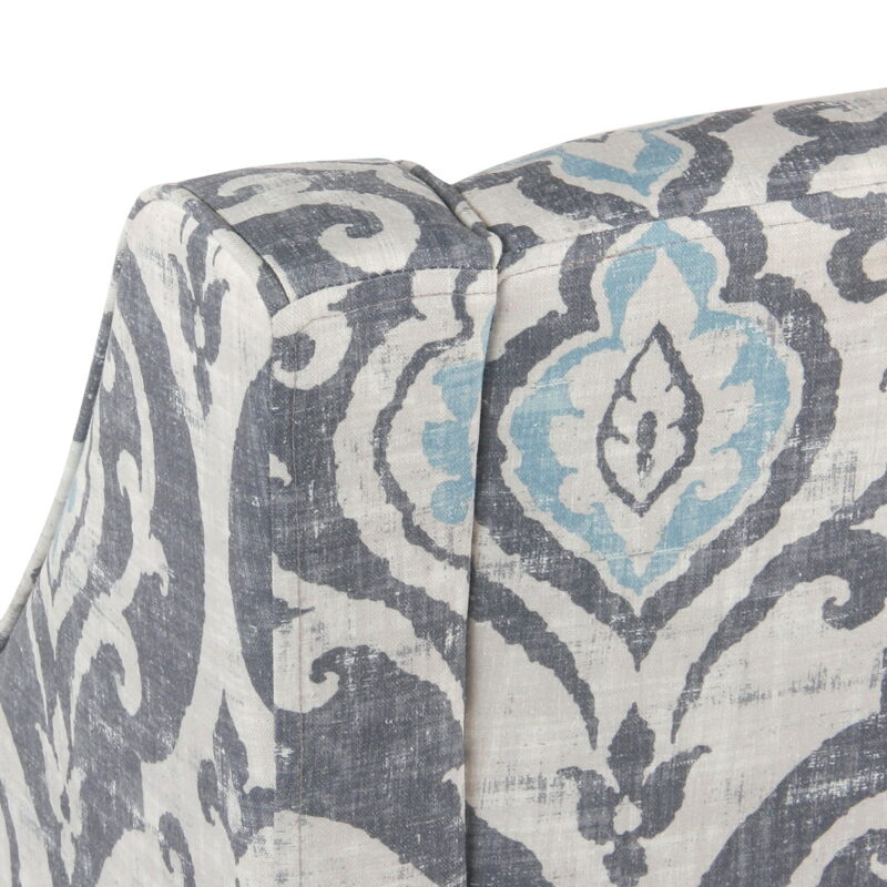 HomePop Classic Swoop Accent Chair - Blue and White Damask - Image 5