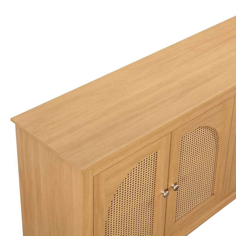 Beautiful Drew Rattan 4-Door Buffet Sideboard by Drew Barrymore, Warm Honey Finish - Image 3