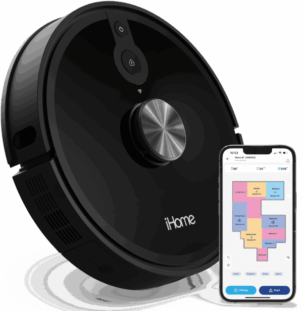 iHome AutoVac Nova S1 Robot Vacuum with LIDAR Navigation, 150 Min Runtime, 2700pa Suction, New