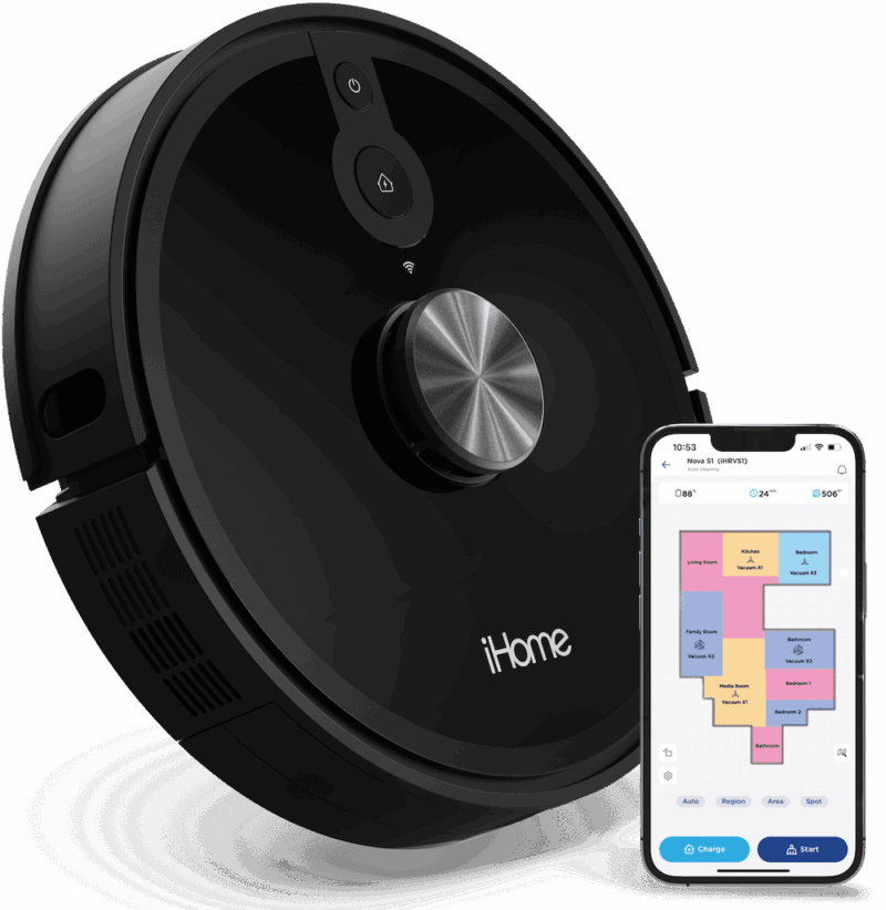 iHome AutoVac Nova S1 Robot Vacuum with LIDAR Navigation, 150 Min Runtime, 2700pa Suction, New