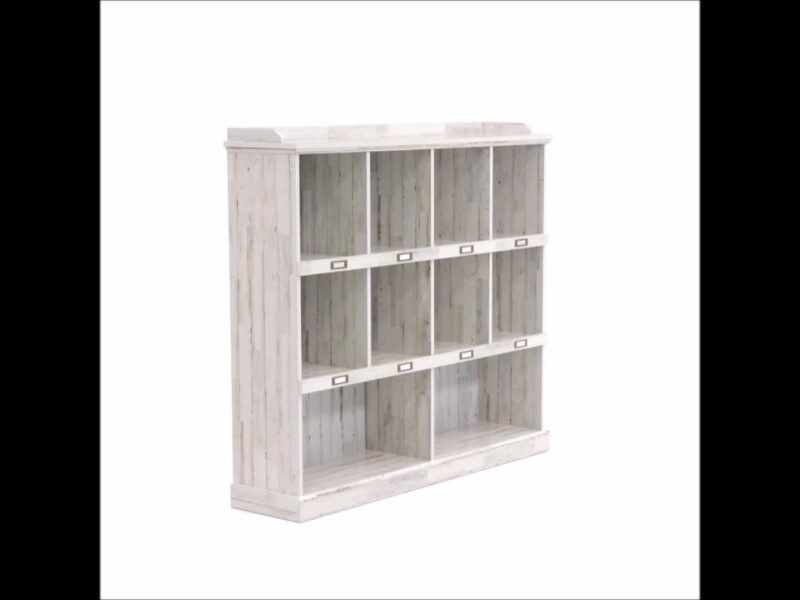 Sauder Barrister Lane 10-Cube Bookcase, White Plank Finish - Image 2