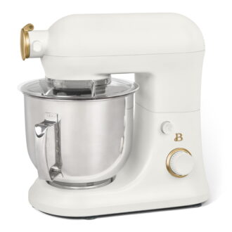 Beautiful 6 Qt Tilt-Head Stand Mixer with Dough Hook, Flat Beater, Balloon Whisk, Pastry Beater & Slicer/Shredder Set, White Icing by Drew Barrymore