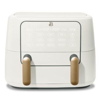 Beautiful 9 Qt TriZone Dual Basket Air Fryer, EverGood™ Ceramic Nonstick Coating, White Icing by Drew Barrymore