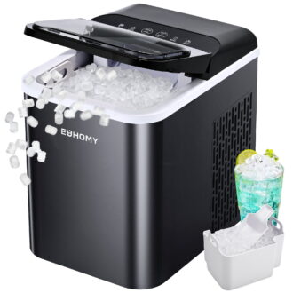 EUHOMY 35lbs/24H Nugget Ice Maker Countertop, Pebble Ice Maker Machine with Auto-Cleaning, Black