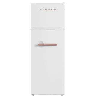Frigidaire, 7.5 cu. Ft. Retro Top Mount Fridge, EFR768, W: 20.59" x L: 22.24" X H: 56.38", Rosegold White
