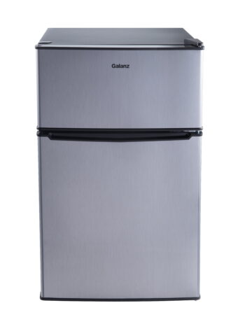 Galanz 3.1 Cu Ft Mini Fridge with Freezer – Stainless Steel, Energy Star, Two-Door Compact Refrigerator
