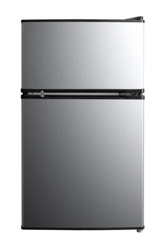 Mainstays 3.2 Cu. ft. 2-Door Refrigerator with Freezer, Stainless Steel Look
