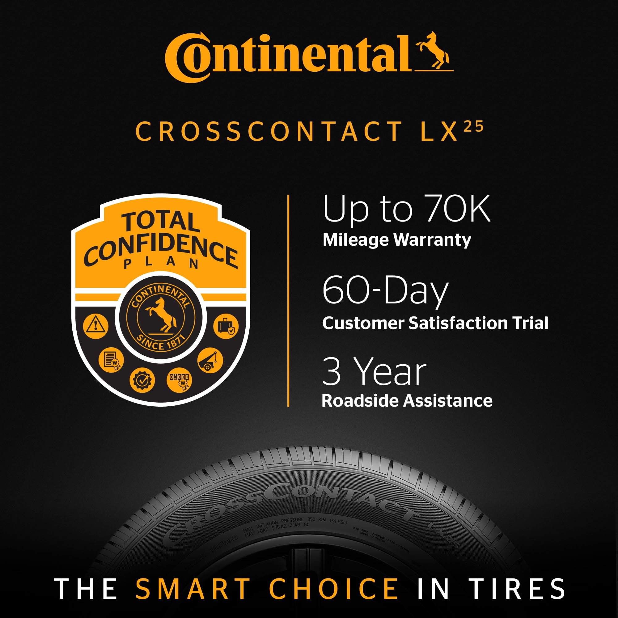 Continental CrossContact LX25 All Season 255/60R18 112V XL SUV/Crossover Tire - Image 2